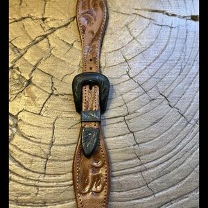 Vintage Tooled Leather Belt